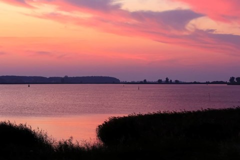 Evening sky at the Baltic Sea near Peenemünde, September, Mecklenburg-Western Pomerania, Germany,