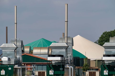 Biogas plant, combined heat and power plants, for power generation, dome-shaped gas storage
