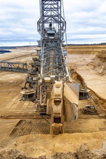 Opencast lignite mine Garzweiler 2, bucket wheel excavator 261 excavating the surface, near the