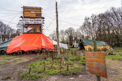 Camp of climate activists in the rest of the village of Lützerath, the last place to be excavated