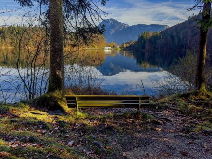 Autumn atmosphere at Hechtsee lake near Kufstein, Tyrol, Austria, Europe