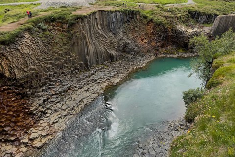 Studlagil Canyon, basalt columns. largest basalt column collection in Iceland, in the east of