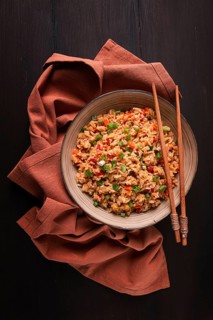 Fried Rice, with vegetables and egg, Chinese cuisine, homemade, no people
