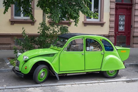 A Citroën 2CV on the side of the road, Baden-Württemberg, Germany, Europe