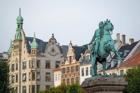 Monument, bronze sculpture, equestrian statue of Absalon of Lund, Bishop of Roskilde, by Vilhelm