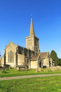 Church of Saint Mary the Virgin with steeple, Bishops Cannings, Wiltshire, England, UK