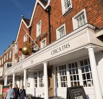 Castle and Ball hotel and pub, High Street, Marlborough, Wiltshire, England, UK