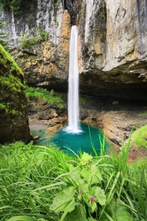 Waterfall on the Klausen Pass, Glarus, Switzerland, Europe