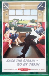 Vintage British Railways rail advertising poster, Swanage railway station, Dorset, England, UK