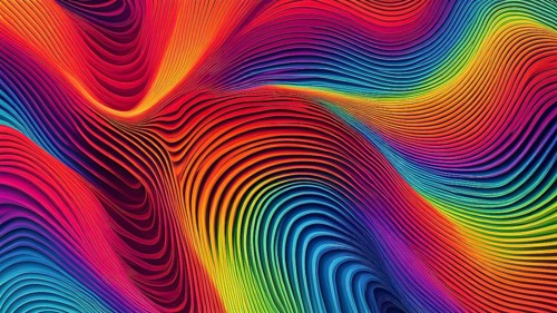 Seamless abstract pattern of vector fluid curved lines creating a dynamic ripple effect in vibrant