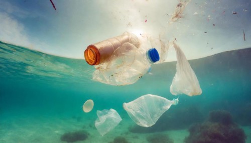 Symbolism, waste problem, plastic waste floating on the sea, AI-generated, AI-generated, AI