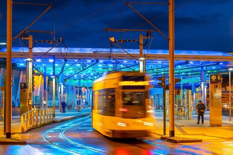 Ruhrbahn trams, at Essen-Steele S-Bahn station, interface between rail transport and tram and bus
