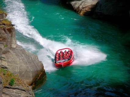 New Zealand, Jetboat with People, New Zealand, Oceania