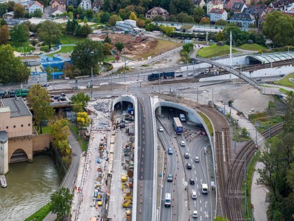 Leuzeknoten, construction site for the reorganisation of the traffic junction, federal highway B10