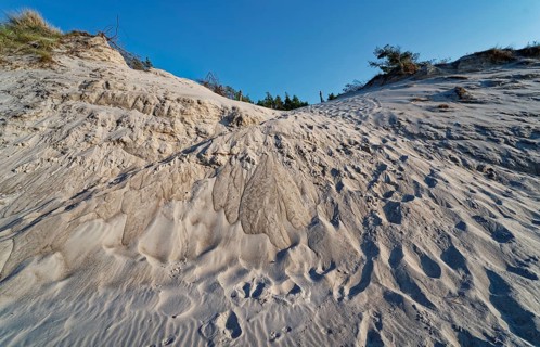 Sandy beach beach and dunes in the Slowinski National Park, Slowinski Park Narodowy, on the Baltic