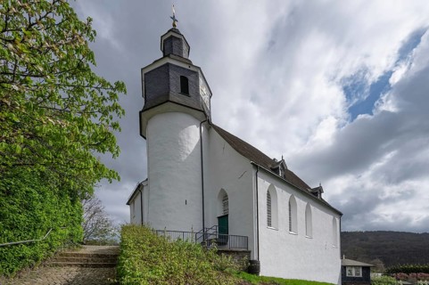 Protestant church, the tower was a former castle tower and prison, built in 1389, Freudenberg,
