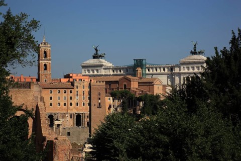 View from Monte Palatino, Palatine Hill, of the historic centre of Rome, Italy, Europe