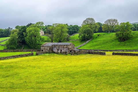 Farms in Yorkshire Dales National Park, North Yorkshire, England, United Kingdom, Europe