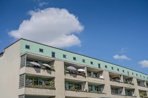 Residential building, Fritz-Reuter-Allee, Hufeisensiedlung, Britz, Neukölln, Berlin, Germany,