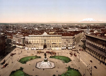 Panorama vom Dom, Mailand, Italien, Panorama from the cathedral, Milan, Italy, Historic, digitally