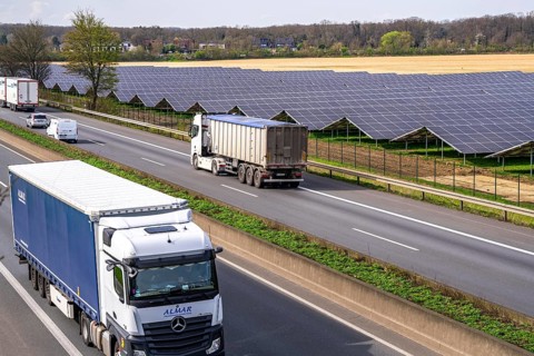 Solar park near Neukirchen-Vluyn, along the A40 motorway, over 10, 000 solar modules spread over 4