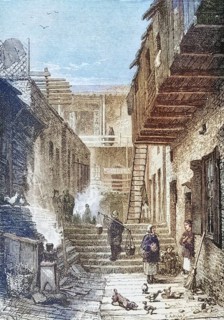 View of Chinatown in San Francisco, California in the 1870s. From American Pictures Drawn With Pen