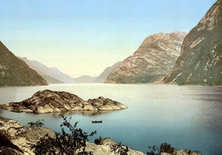 Sorfjord from Odde, Odda, Hardangerfjord, Norway, View from 1885, Historical, digitally restored