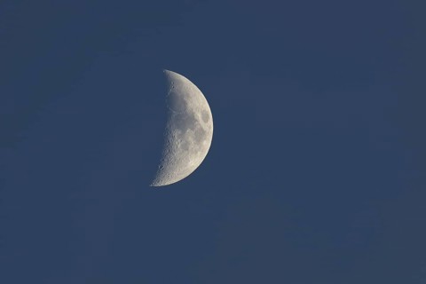 Waxing moon (Luna) in the early evening, Wilnsdorf, North Rhine-Westphalia, Germany, Europe