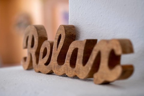 Relax sign, come to rest, Hotel Servus Gelting, Upper Bavaria, Bavaria, Germany, Europe