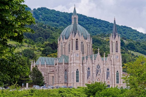 The pilgrimage church Santuario della Madonna Addolorata in Castelpetroso near Isernia in the
