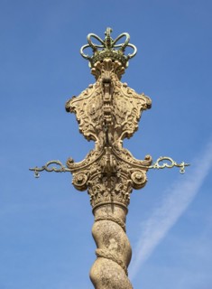 Close-up of Pillory of Porto column, Pelourinho do Porto, beside the Porto Cathedral, Sé do Porto,