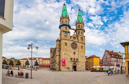 Town church on the market square in Meiningen, Thuringia, Germany, Europe
