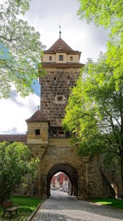 Gallows Gate in the old town centre of Rothenburg ob der Tauber. Rothenburg, Bavaria, Germany,