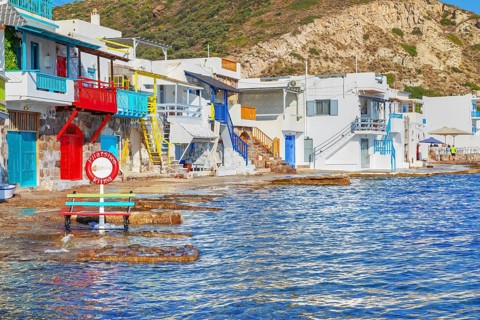 The small fishing village of Klima, Klima, Milos Island, Cyclades Islands, Greece, Europe