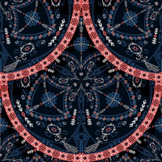 Seamless Latvian embroidery circular pattern, vector template for your design
