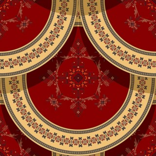 Seamless Latvian embroidery circular pattern, vector template for your design