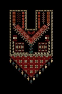 Embroidery vector Tatreez template, Palestinian fashion neck ornament