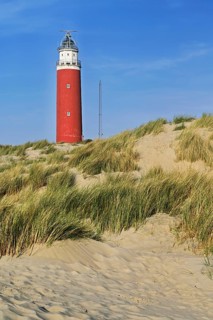 Eierland lighthouse with dunes, De Cocksdorp, Texel, West Frisian Islands, Province of North
