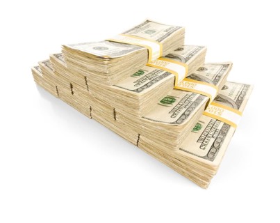 Pyramid of 100 thousand dollars of one hundred dollar bills isolated. transparent PNG