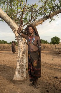 Woman from the Arbore ethnic group with colourful beaded necklaces and metal bracelets, Southern
