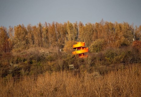 Sculpture Haldenzeichen, observation tower, Radbod spoil tip, part of the Lippepark in Hamm, 5