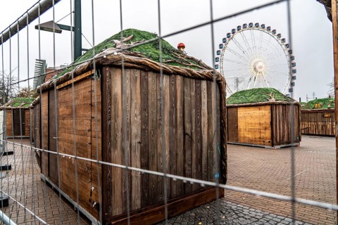 The Christmas market at the Centro shopping centre, set up but closed due to the 2nd lockdown