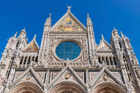 Cathedral, old town, architecture, landmark, travel, tourism, blue sky, Siena, Tuscany, Italy,