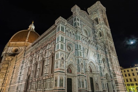Cathedral of Santa Maria del Fiore, old town, Duomo, night shot, at night, illuminated, city trip,