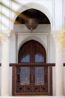 Balcony in Riad, Column, Traditional, Window, Room, Decorated, Ornament, Lamp, Decoration, Art,