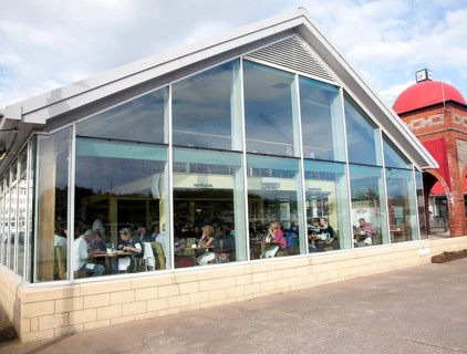 People eating inside Ee-Usk Restaurant, North Pier, Oban, Argyll and Bute, Scotland, United