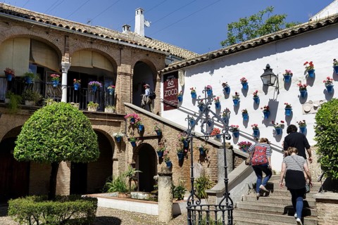 Courtyard, Jewish quarter, Juderia, tourists in the historic centre of Cordoba, Córdoba, Andalusia,