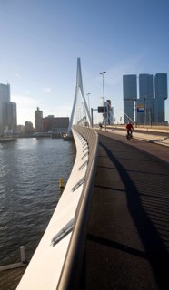 Erasmus Bridge, Erasmusbrug, spanning the River Maas designed by architect Ben van Berkel completed