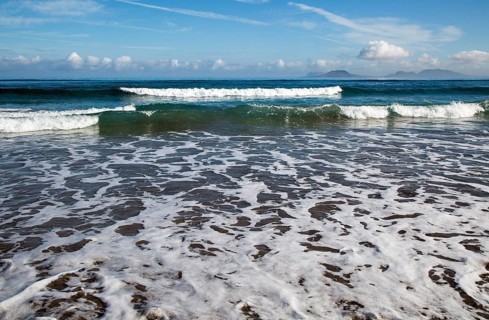 Atlantic Ocean coast beach and waves, Caleta de Famara, Lanzarote, Canary islands, Spain, Europe