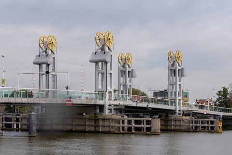 Stadsbrug, city bridge over the river Ijssel, Kampen, province of Overijssel, Netherlands